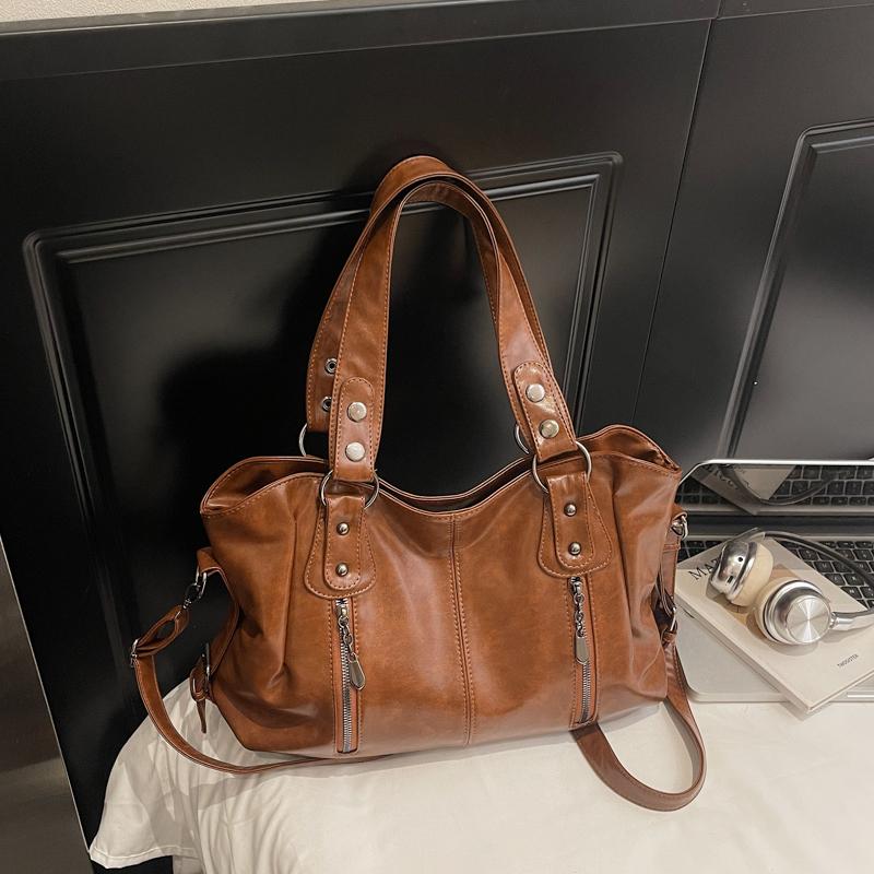 Geantă de mână pentru femei din piele moale, geantă de umăr și crossbody cu buzunare multiple, geantă de mână de zi cu zi la modă cu capacitate mare, stil vintage