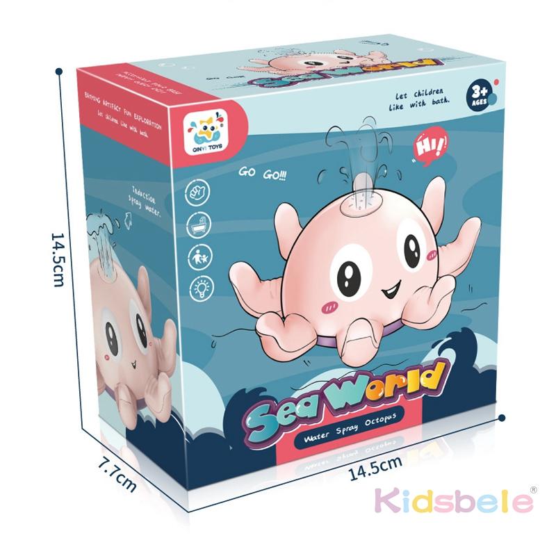 Octopus Sprinkler Bath Toy for Kids LED Light Up Induction Floating Water Spray Toddlers Pool Shower Gift