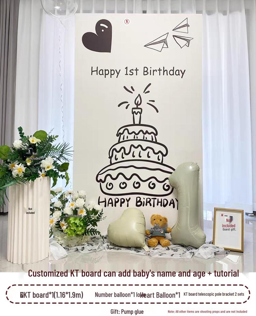 Korean Style First Birthday Decorations: Balloons & Backdrop for Boys & Girls