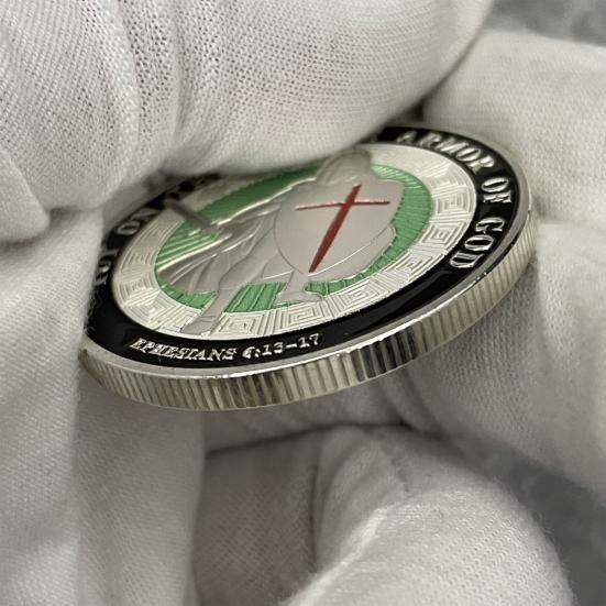 Armor of God Coin 1.57" Diameter Metal Souvenir Coin Put On The Whole Armor of God Double-Sided Armored Soldier Challenge Coin for Military Church