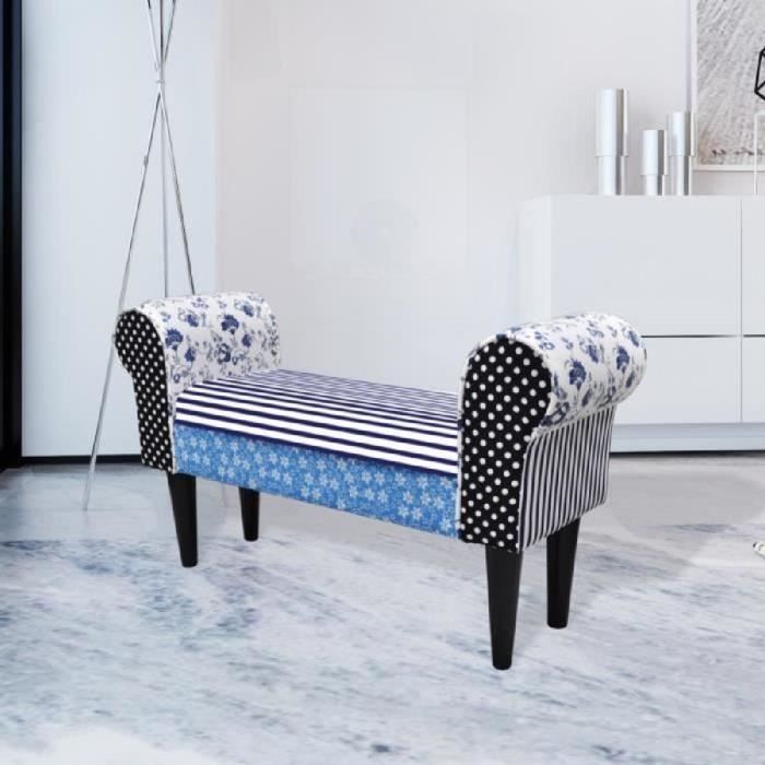Tabouret de style pastoral de couleurs bleu et blanc