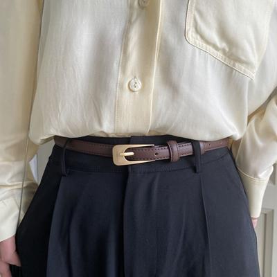 Fashion Metal Buckle Waistband Student Belt Simple Versatile Decorative Thin Leather Belt Women Wild Jumpsuit Ladies Waistband