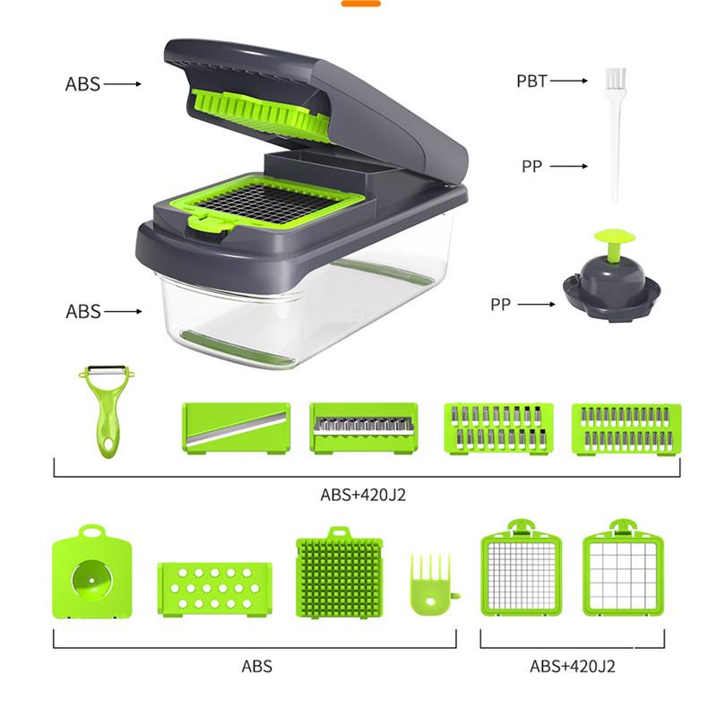 15 In 1 Multi-Functional Food Chopper With Container Vegetable Cutter Kitchen Vegetable Slicer, Grater, And Chopper