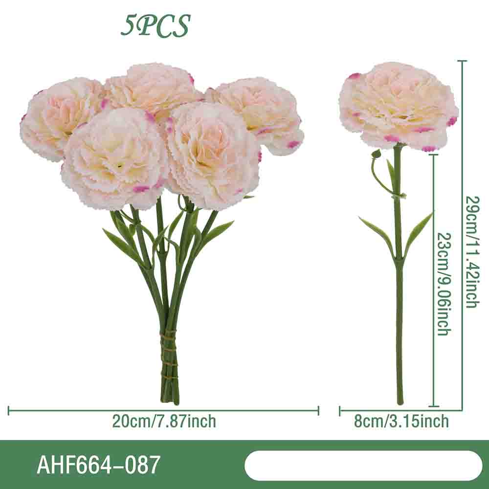 5Pc Moisturizing Latex Carnation Artificial Real Touch Silk Flower Mother's Day Bouquet Gift Wedding Home Party Decor Carnation