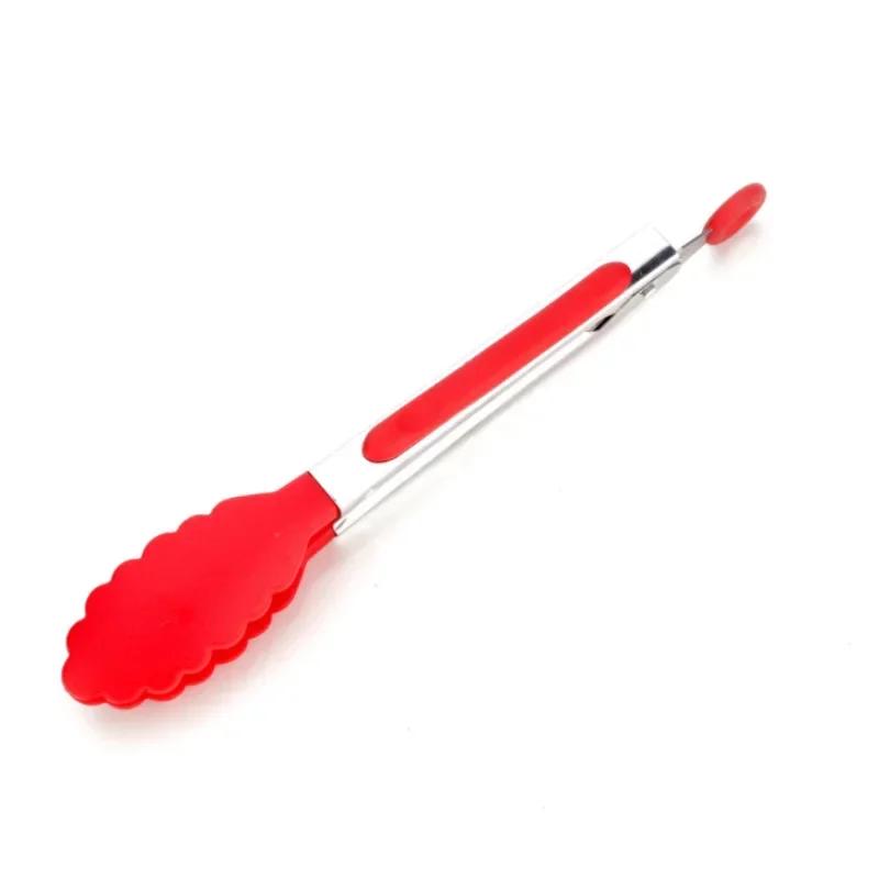 1 Pcs Silicone Food Clip Home Kitchen Stainless Steel Heat-resistant Clip BBQ Barbecue Clips Steak Fried Fish Bread Clips