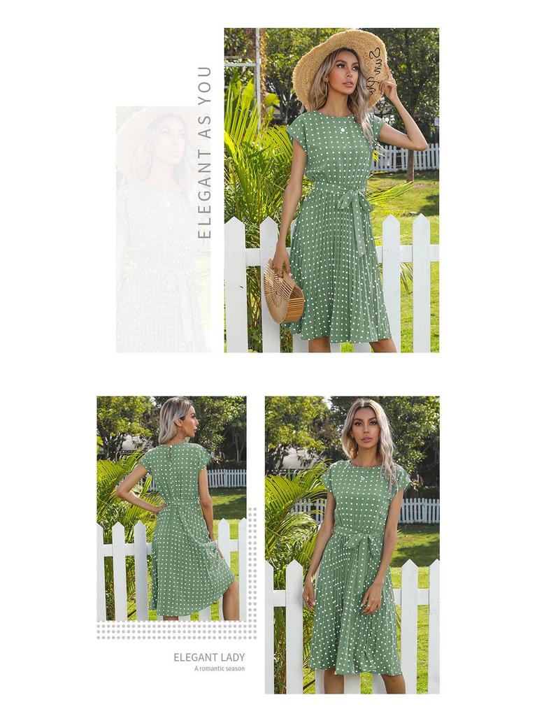 Russia Summer New Polka Dot Midi Dress - Casual Round Neck Arrival