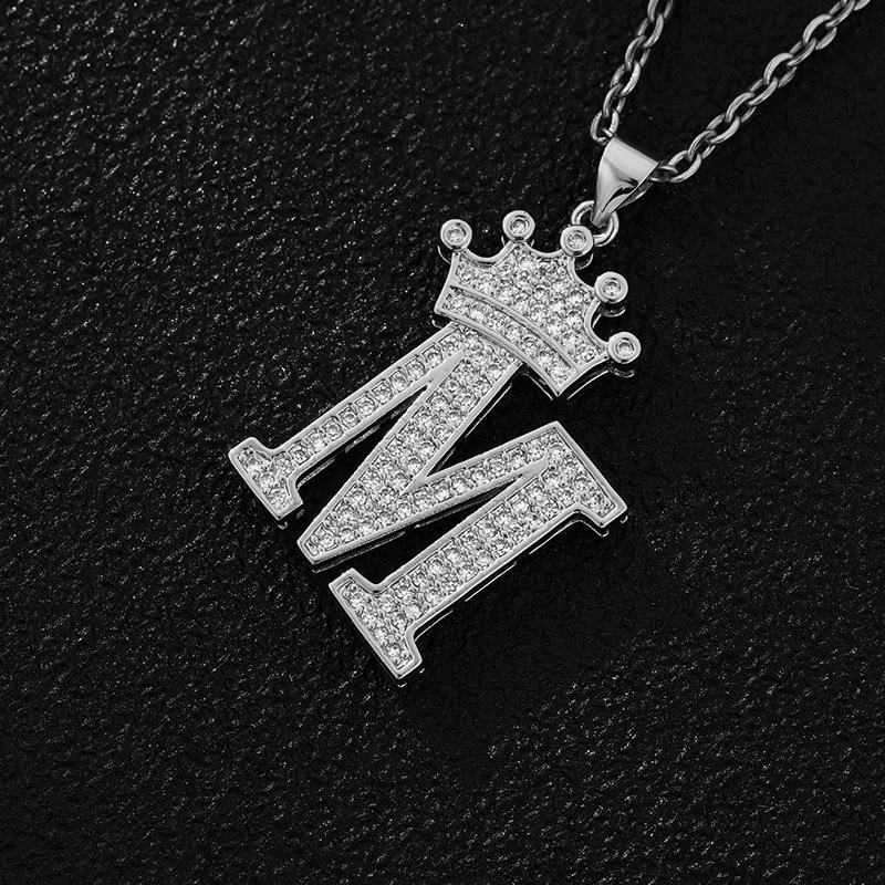 Fashion Luxury A-Z Crown Alphabet Pendant Chain Necklace Punk Style Lucky Initial Name  Best Party Wedding Birthday Gift