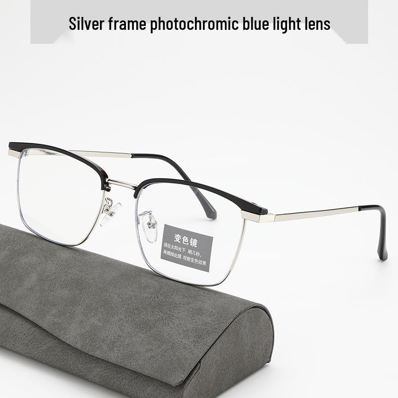 

Ретро Полуободковые Фотохромные Очки с Защитой от Синего Света и Эффектом Похудения Лица