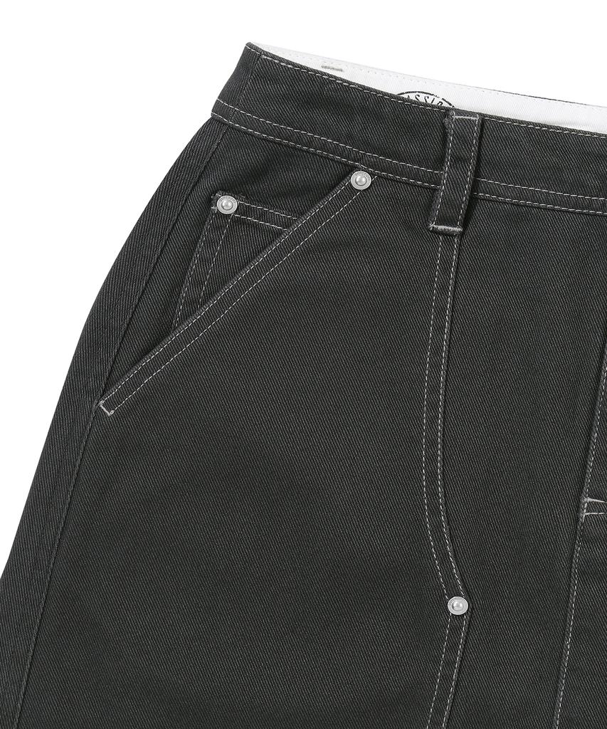 Syupeodeulai W Long Carpenter Skirt Charcoal