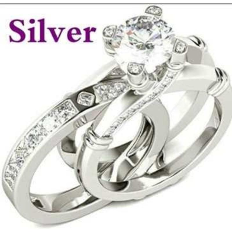 Kreative Kombination Drei Ringe Set Mit Diamanten Vielseitig Mode Damenring Gold Zweifarbig Ring Diamant