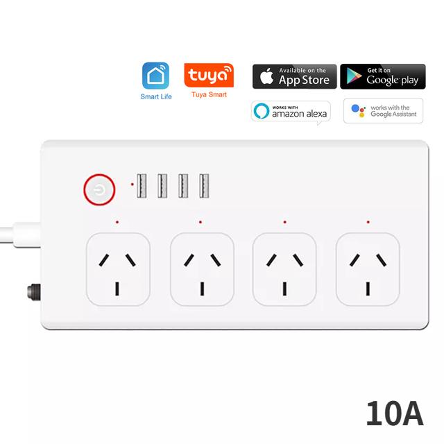 Melery Tuya Wifi Smart Strømskinne EU US Brasil UK Australsk Plugg Stikkontakt USB Ladeuttak Fjernstyrt av Alexa Dot Google Home Kontor