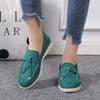 New Single Shoes Women's One-pedal Casual Large Size Round Head Suede Flat Shoes