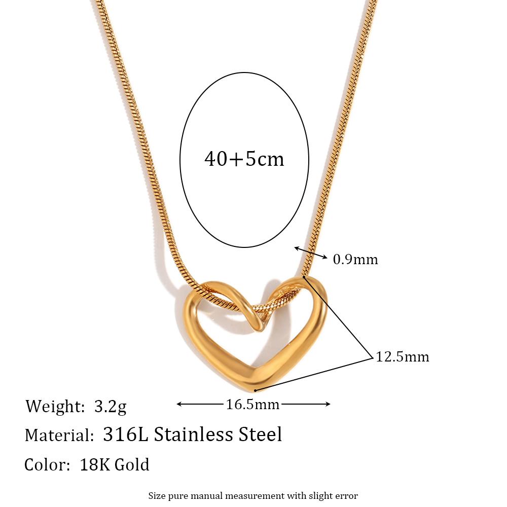 

E.B.belle Thin Snake Chain Minimalist Heart Pendant Necklace Gold Plated Decoration 316L Stainless Steel Jewelry золотий