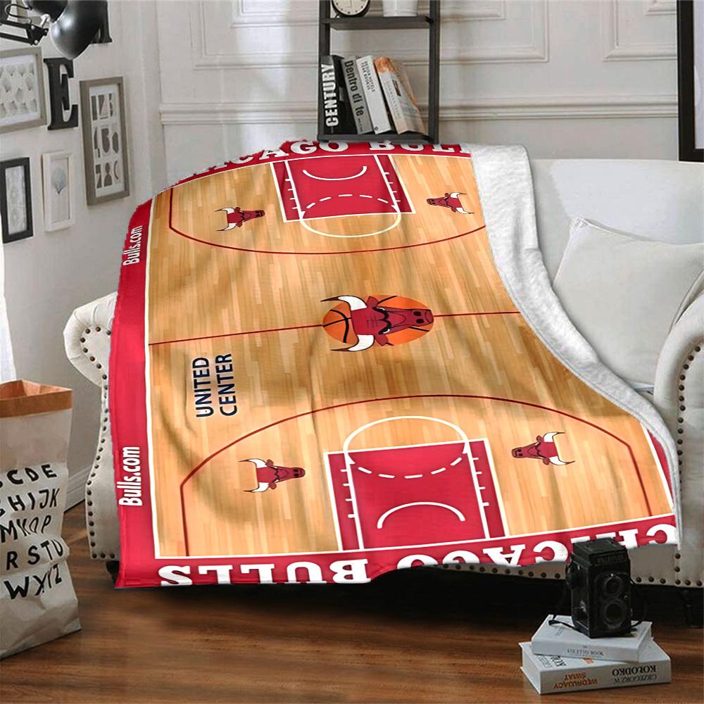 1pc Bulls Court Flannel Blanket, Soft Skin Friendly with Digital Printing, Various Sizes Available for Family, Friends, Birthday