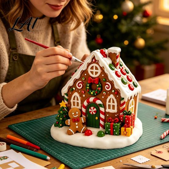 Festive Plaster Models for Painting DIY Christmas Kit Cute Xmas Tree House Santa Snowman Creative Art Projects Adults Figurine Craft Set Holiday