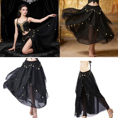 Lightweight Polyester Belly Dancing Skirt Breathable Cloth And Swirling Coin Decorations Belly Dance Costume Dress