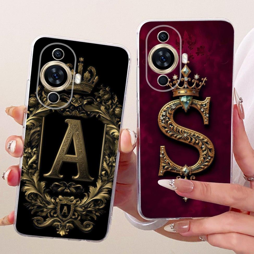 For Huawei nova 11 11se 11pro Case For Huawei nova 11 Pro Cover Clear Luxury A-Z Letters Cool Crown 2D Painted Soft Casing