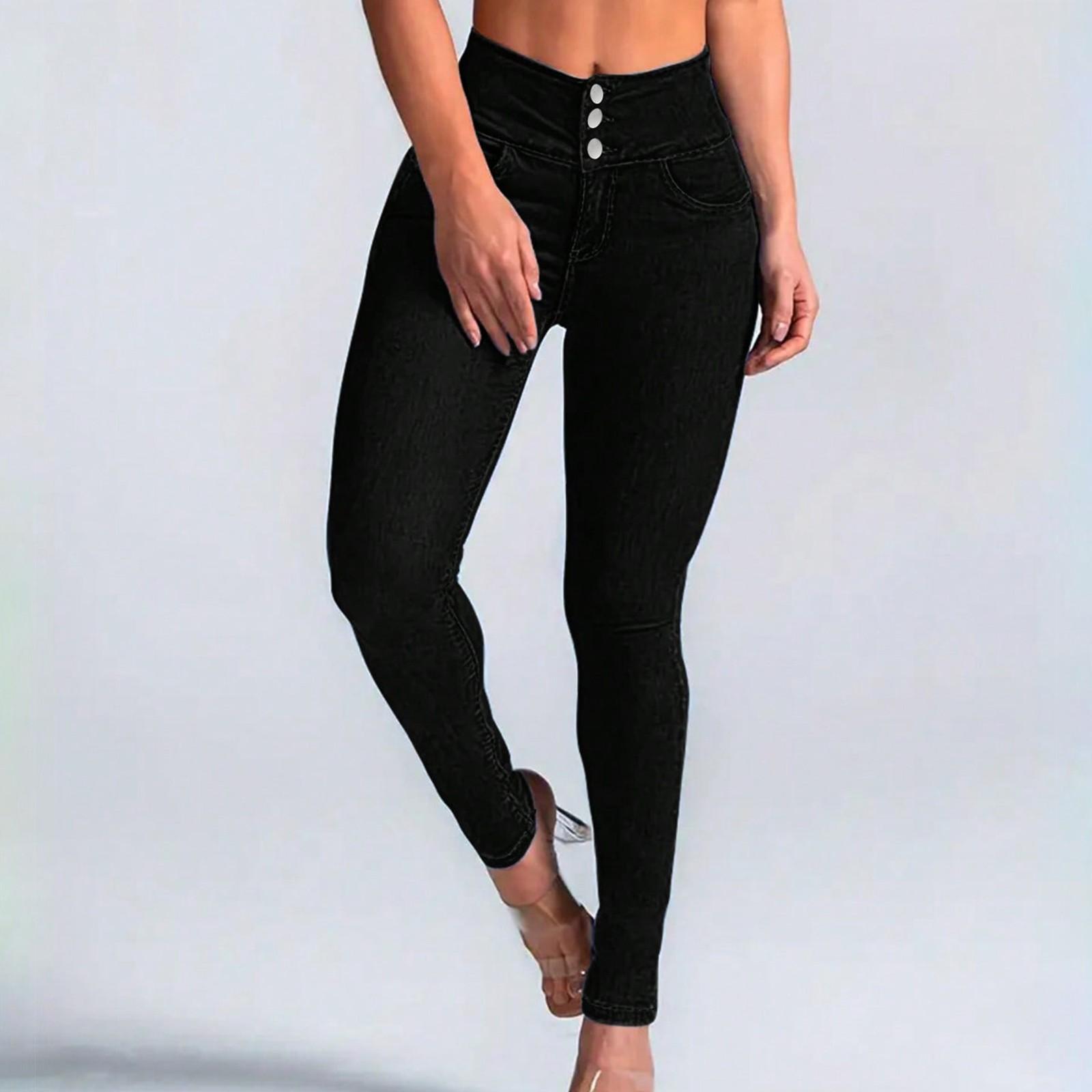 

Women s Loose And Casual Trend Casual Fashion Tight Fitting Leg Jeans L чорний