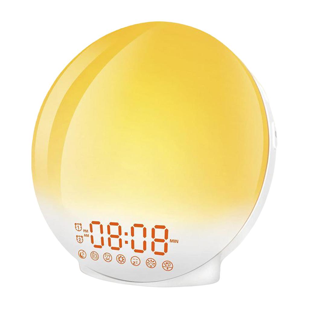 Multifunction Wake Up Light Sunrise Alarm Clock Sunrise/Sunset Simulation Digital Clock with Night Light FM Radio Desk Clocks