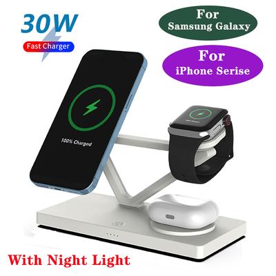 3 In 1 Wireless Charging Desker For Iphone 14 13 Airpods Pro Apple Watch Qi Charging Station For Samsung Galaxy Watch 5pro/4 Bud