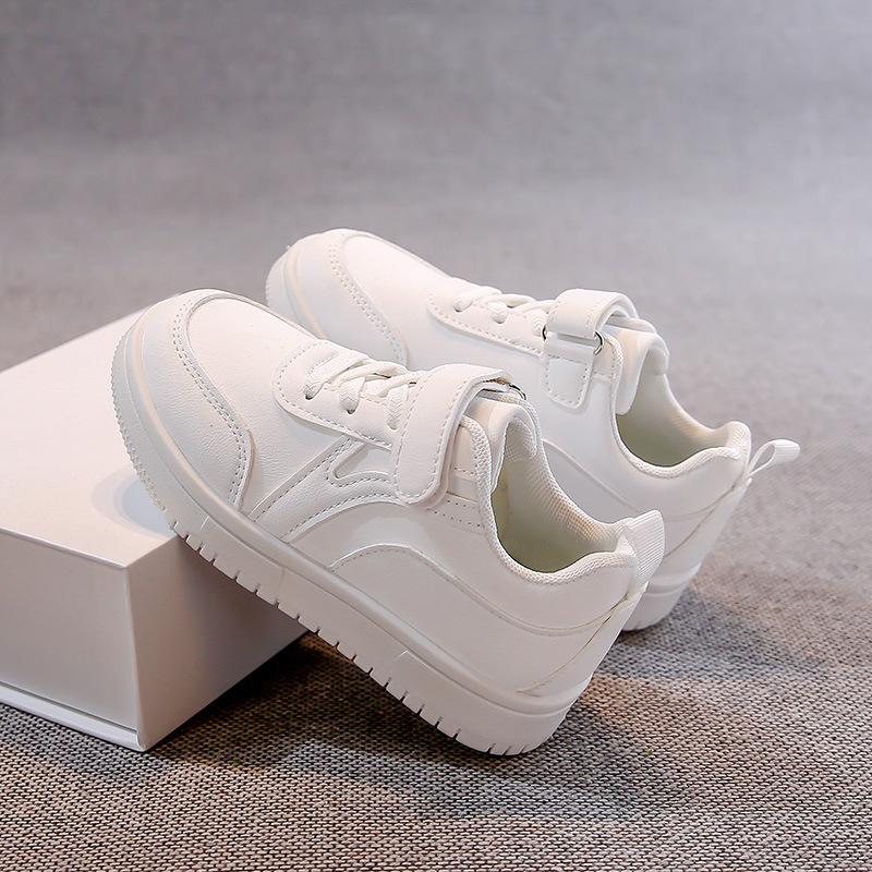 Children's Little White Shoes 2025 Spring and Summer New Girls' White Sports Shoes Students Breathable Net Shoes Boys' Casual Board Shoes