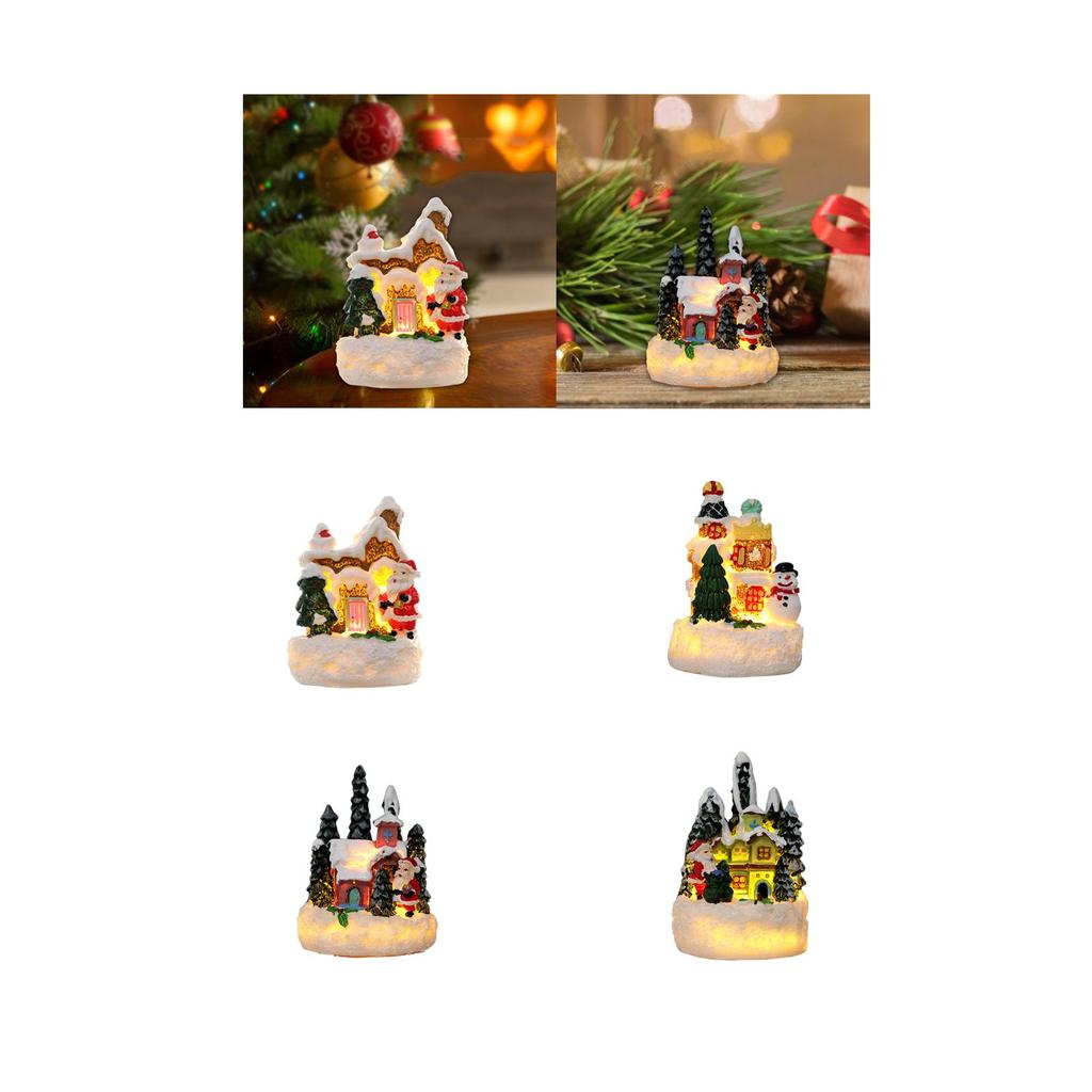Christmas Figurine Gift Village House Statue for Housewarming Desktop Indoor
