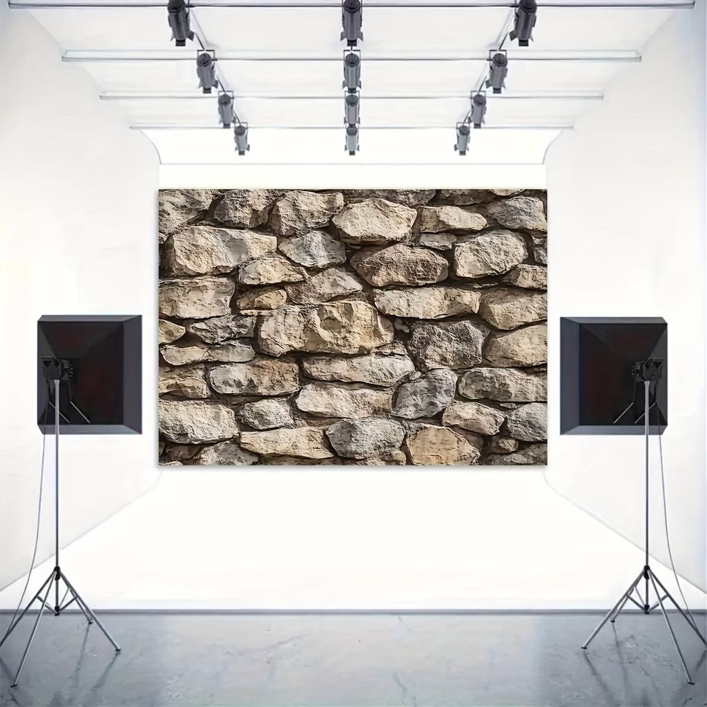 Background Banner with Background Fabric with Simple Stone Wall Themed Party Pattern, Suitable for Exterior and Interior Decoration.
