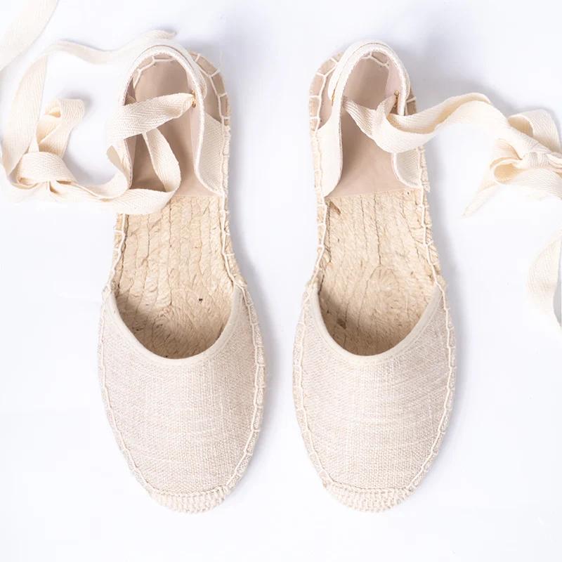 Fashion 2025 Hemp Rope Bottom Ladies Sandals Flat Shoes Women Strappy Fisherman Sandals Women Spring and Summer New Lace Students