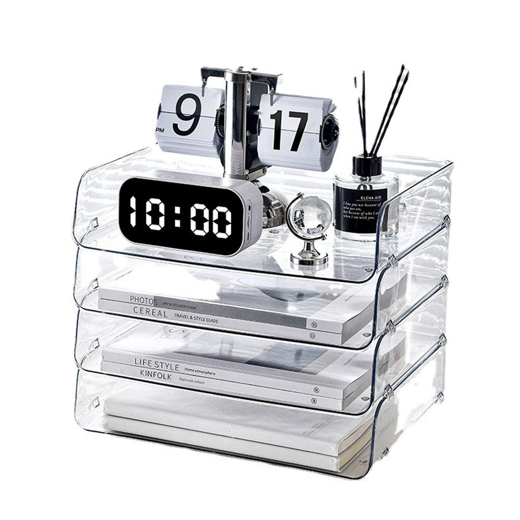 A4-papiroppbevaringsboks Stablebar plast Stor åpning Enkeltlags skrivebordsfilorganisering for kontor