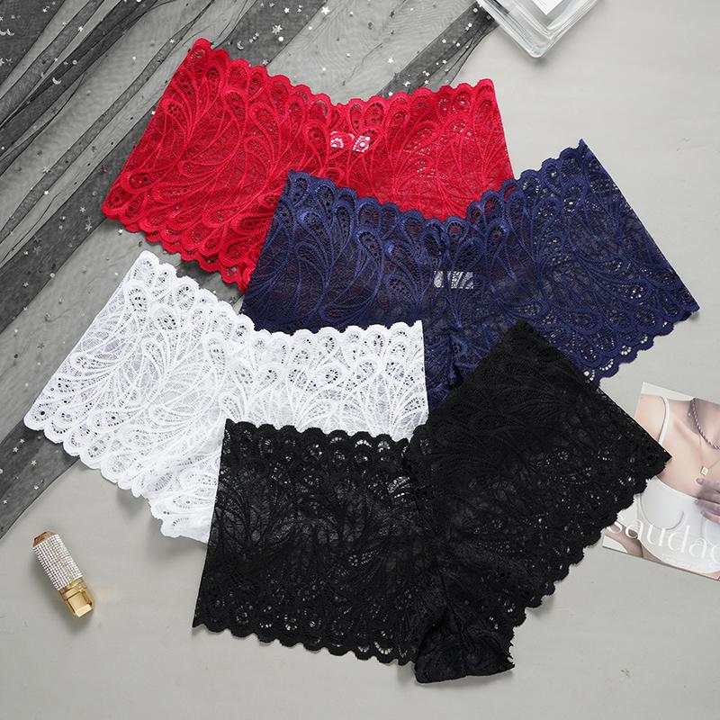 Große Größe frauen Spitze Höschen Weibliche Sexy Spitze Boxer Briefs Frauen