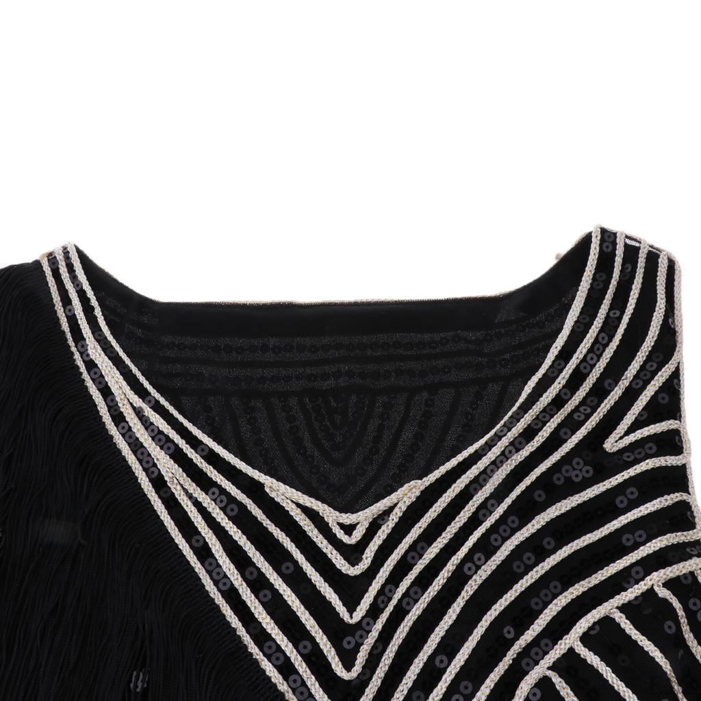 1920s Sequin Tassel Paisley Dress Girls Womens Costumes No Sleeve