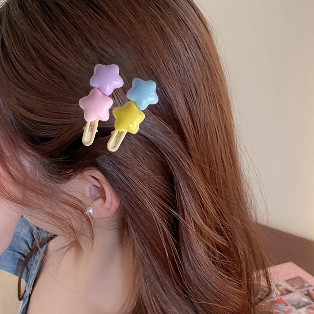 Cute Girls Super Sweet Star Hair Clips Hairpin Summer Forehead Bangs Clip Pentagram Head Barrettes Headdress Hair Accessories