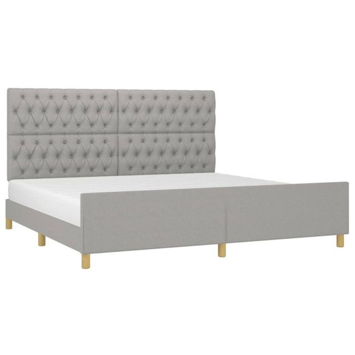 VidaXL Cadre de lit avec tête de lit Gris clair 200x200 cm Tissu3125324