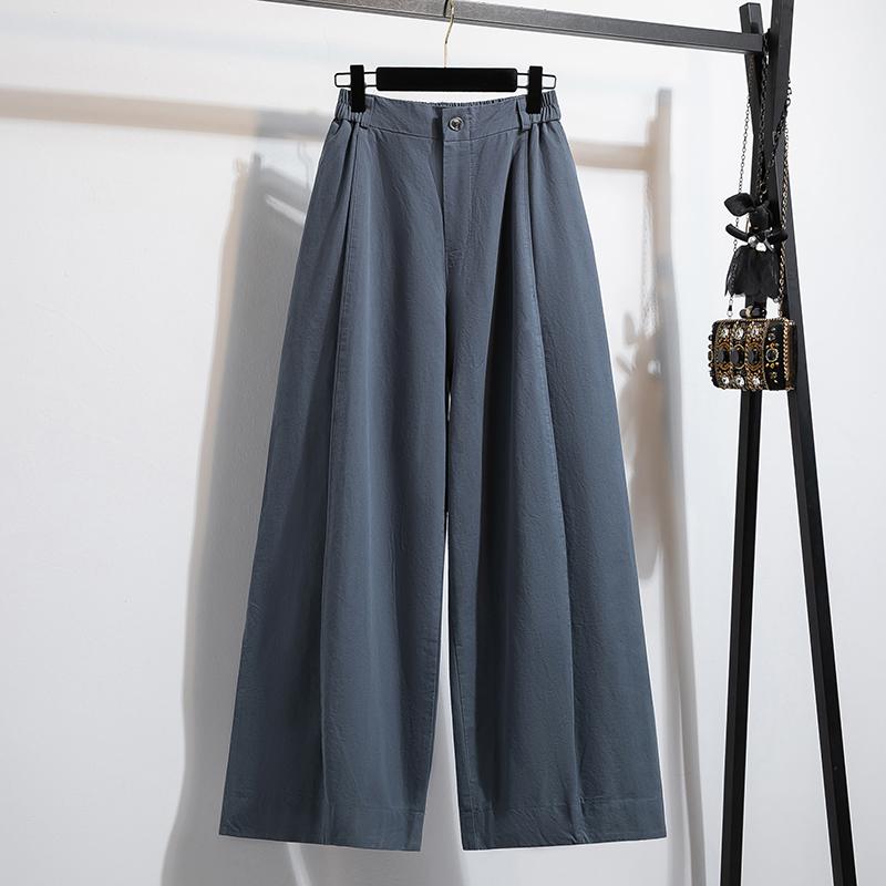 DIMANAF 2026 Summer New Plus Size Women High Waist Wide Leg Pants Loose Casual Trousers