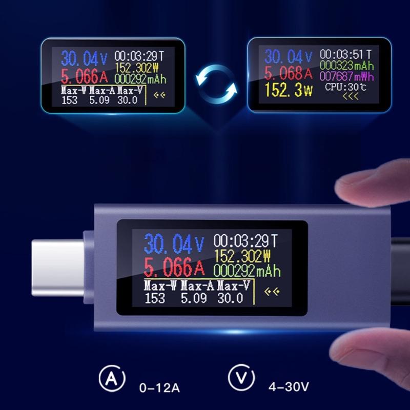 Real Time Charging Current Voltages Monitor Accuracy 0.001A Voltages Tester Aluminum Construction For Mobile Devices