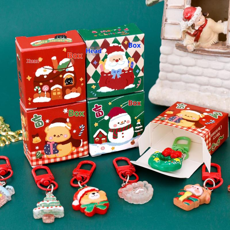 Christmas Blind Keychain Surprise Blind Box Charms Backpack Pendant Christmas Keychains Festive Gift Car Key Chain Accessories