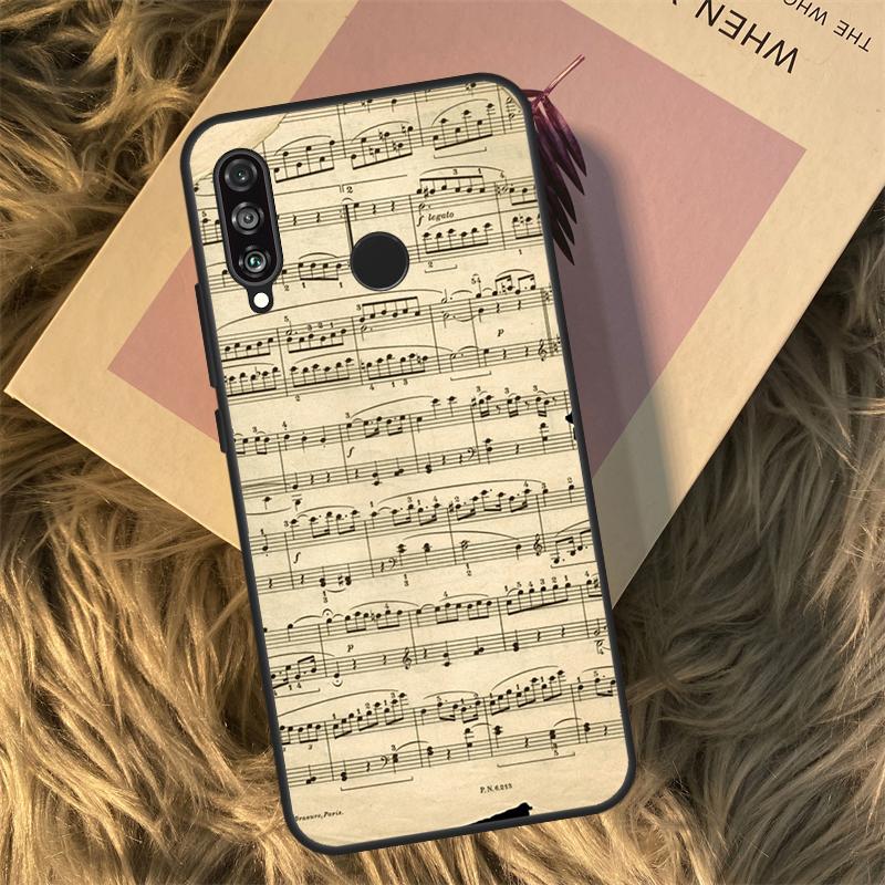 Music Score Musical Notes For Huawei Nova Y90 Y60 Y61 Y70 Y72 Y73 Y91 3i 7i 8i 11i 12i 9 10 SE P20 P30 P40 Lite Case