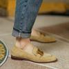 Mode 2024 Neue Frühling Damen Schuhe Kamel Schnalle Lässige Wildleder Damen Slipper Einfarbig Niedriger Absatz Pumps Schuhe für Damen Mokassins