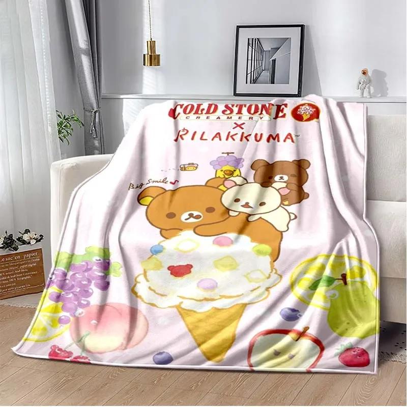 Cartoon Rilakkuma Anime Throws Blanket Sofa Home Hiking Picnic Bed Kid Super Soft Cute Kawai Flannel Blanket Power Birthday Gift