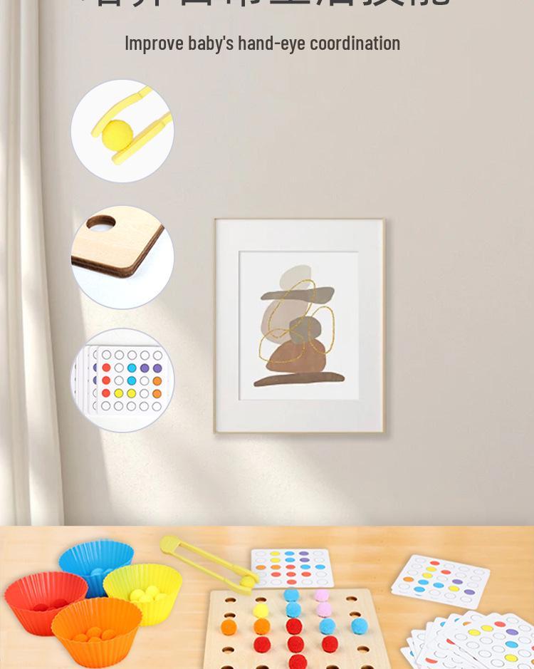 Montessori Color Matching Bead Clamps for Math and Number Recognition Fine Motor Skills Training.