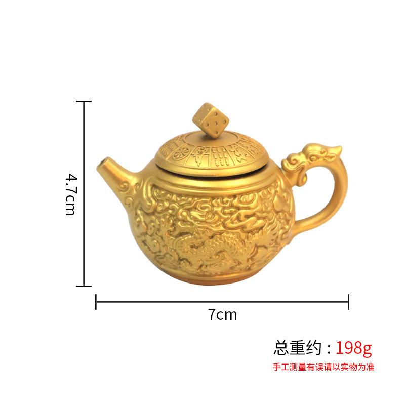 Brass Rotating Small Tea Pet Ornament Mahjong Artifact Copper Teapot Handle