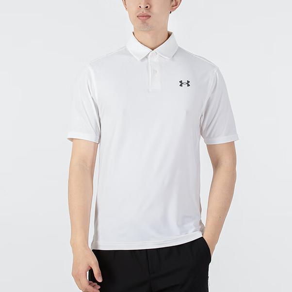Under Armour Einfarbiges Knopf Kurzarm Poloshirt Herren Poloshirts Weiß 1368122-100