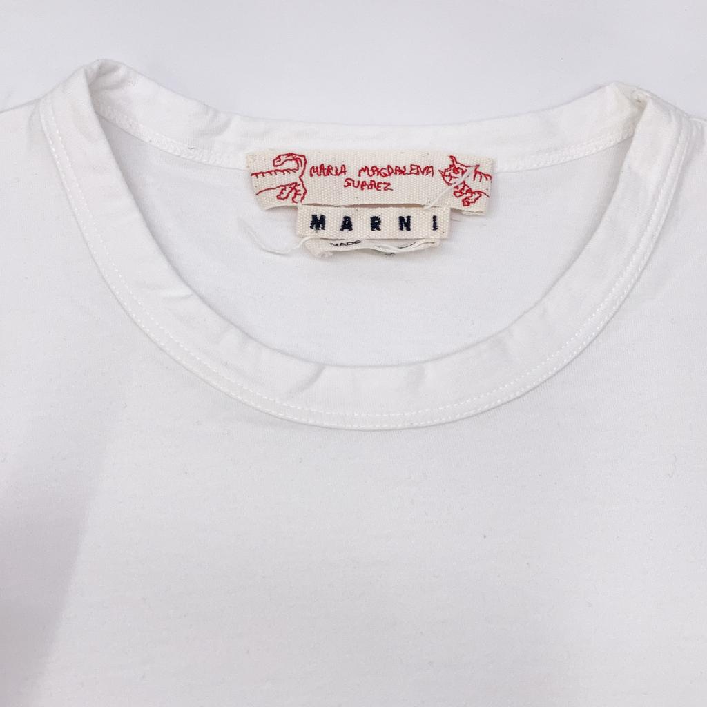 MARNI [xMARIA MAGDALENA SUAREZ] M05GC0139 18Stainless Steel White Print T-Shirt tops 48 whiteUsed