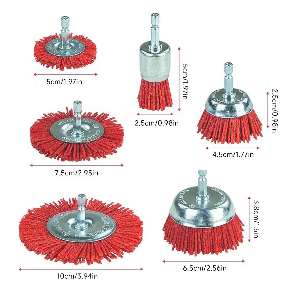 Nylon Filament Abrasive Cup Brush Polishing Brush Set Rust Removal Paint Repair DIY Home Craftsmen Power Drill Brush Attachments