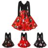 Elegant Santa Claus Print V Neck Christmas Dress For Women In Festive Red And Black