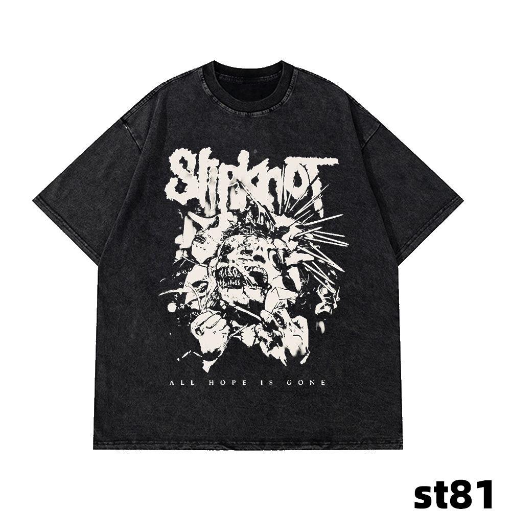 Slipknot Album Poster Graphic Print Vintage Washed TShirts Global Tour Mercah Unisex Women Harajuku Street Oversized Cotton Tees