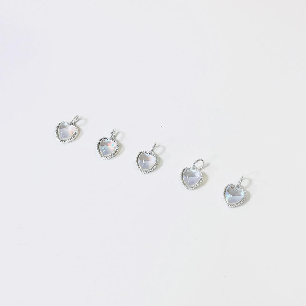 S925 Sterling Silver Iridescent Gradient Heart Charm for DIY Jewelry: Necklaces, Bracelets, and Foot Ornaments.