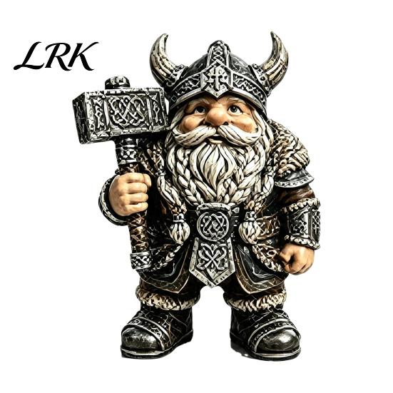 Creative Entrance Table Decorations Viking Gnome Warrior Figurine, Resin Nordic Dwarf Statue, Decorative Hand Painted Figurines Soldier Ornament