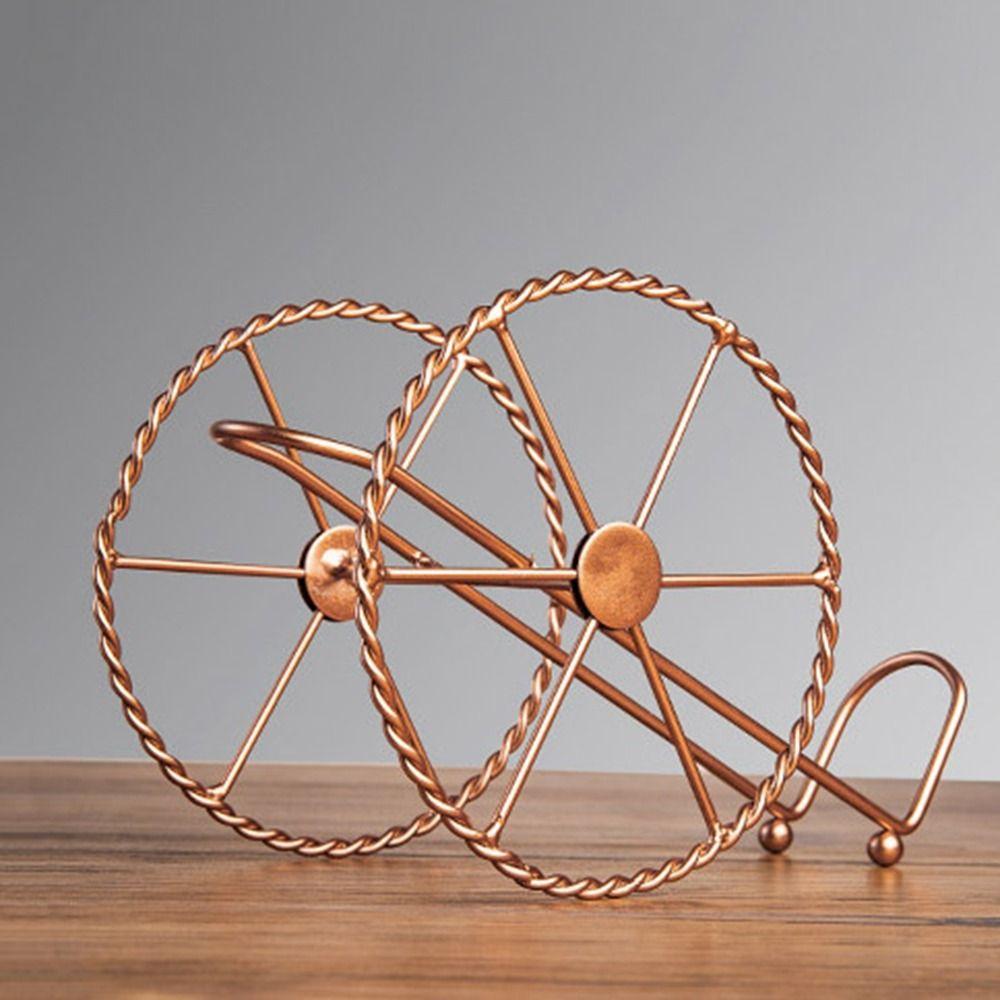 Iron Wheels Design Wine Holder Rose Gold Wine Bottles Stand Creative Red Wine Rack  Kitchen