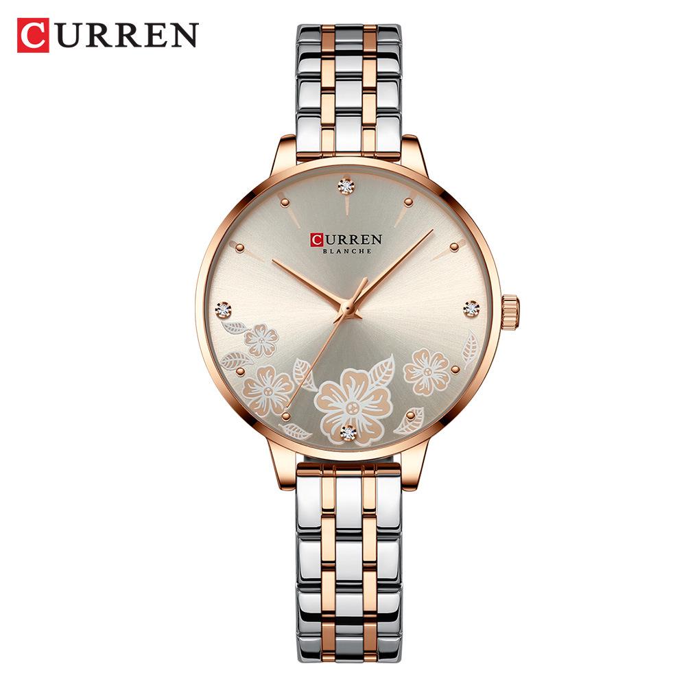 

CURREN 9068 Women s Ultra-Thin Waterproof Floral Steel Quartz Wristwatch